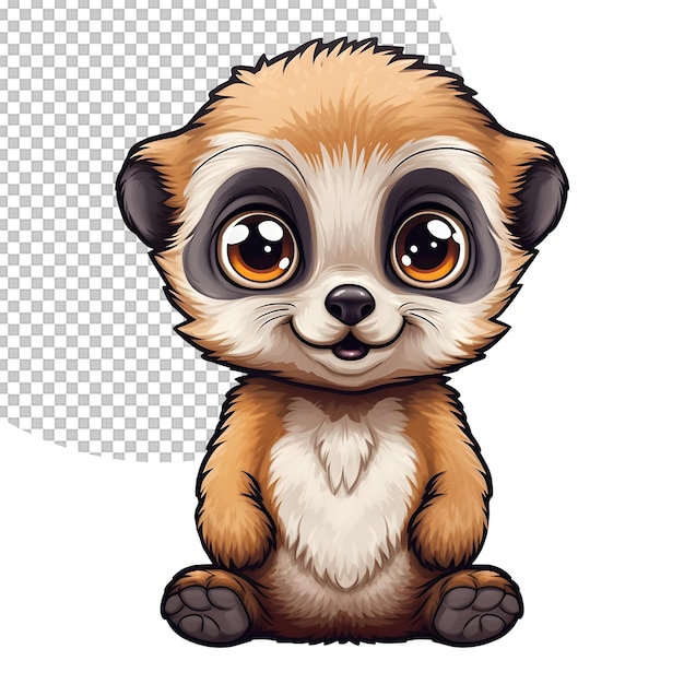 Cute meerkat baby toddler illustration on transparent background