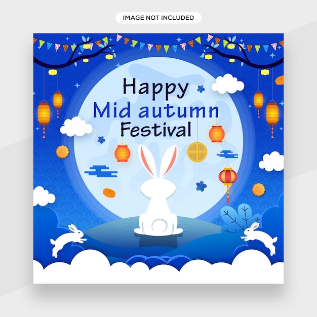 Cute mid autumn festival banner with for mid-autumn festival celebration, happy holiday