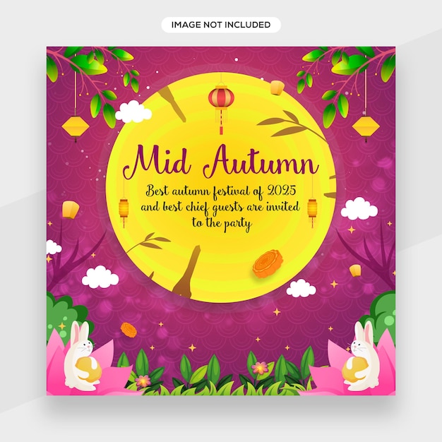 Cute mid autumn festival banner with for mid-autumn festival celebration, happy holiday