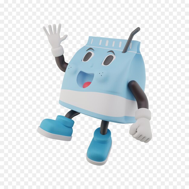 Cute milk box say hello milk mascot 3d character