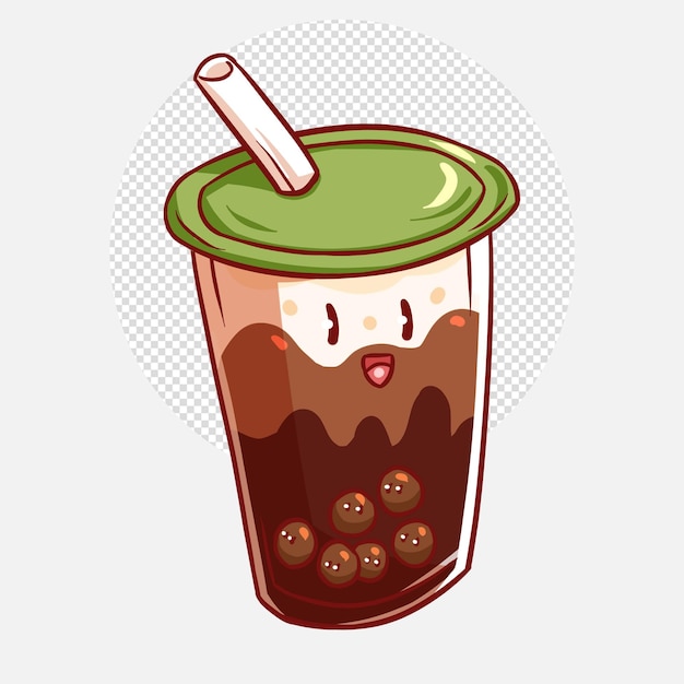 귀여운 우유 차 보바 만화