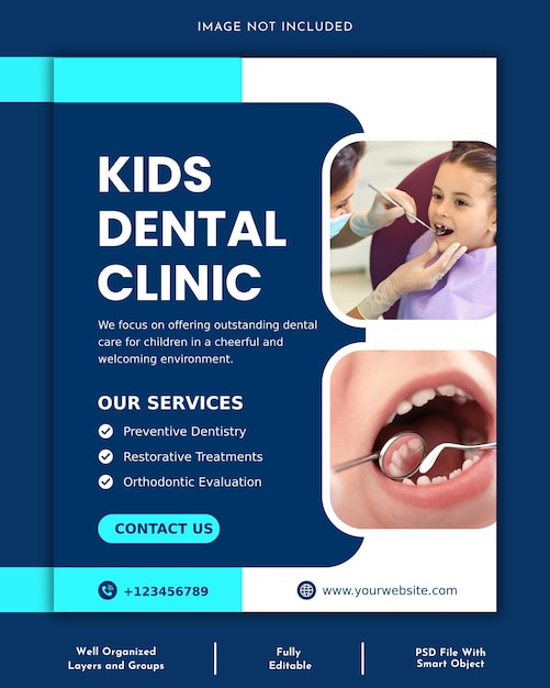 Cute amp Modern Kids Dental Clinic Instagram Post Template