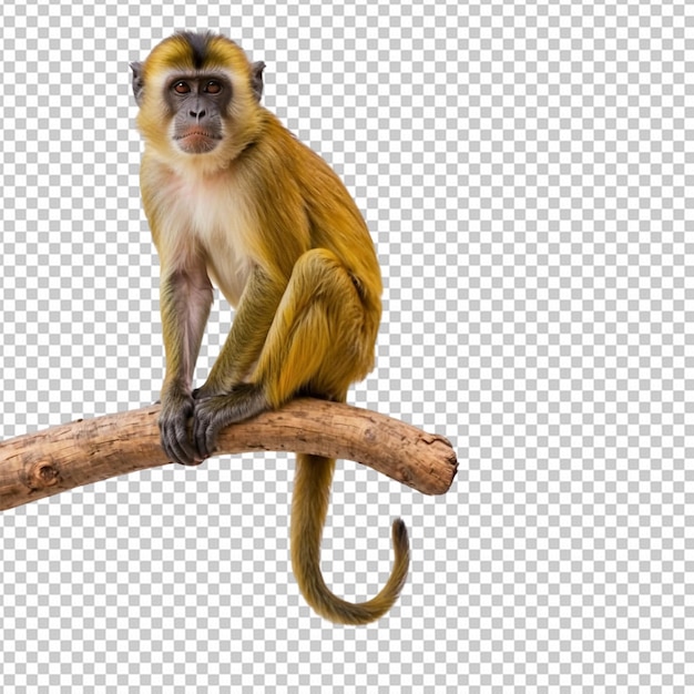 PSD cute monkey sitting on tree branch