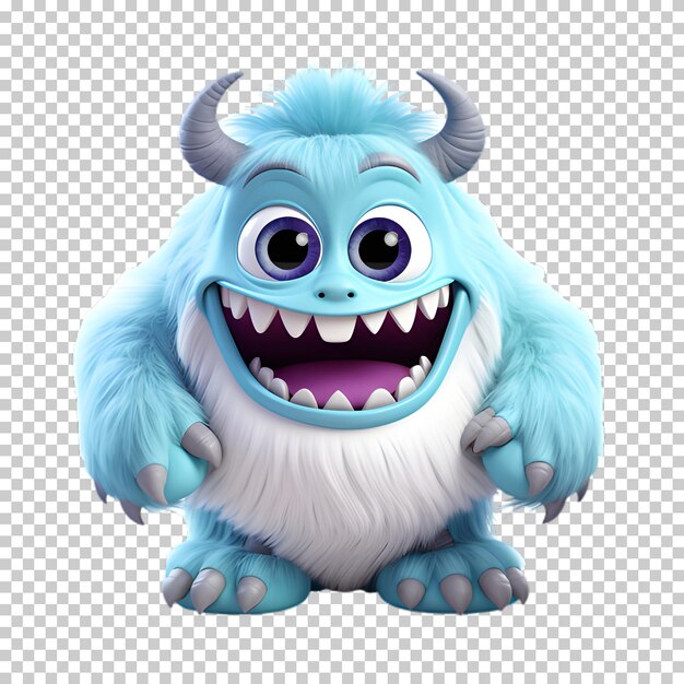 PSD cute monster isolated on transparent background