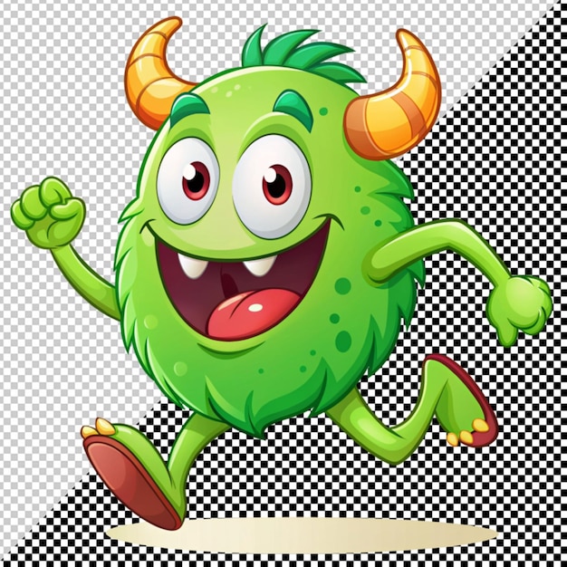 Cute monster running on transparent background