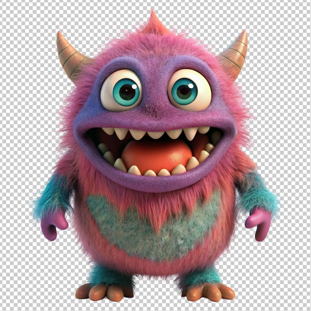 PSD cute monster on transparent background