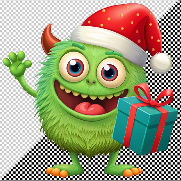 PSD cute monster with gift box