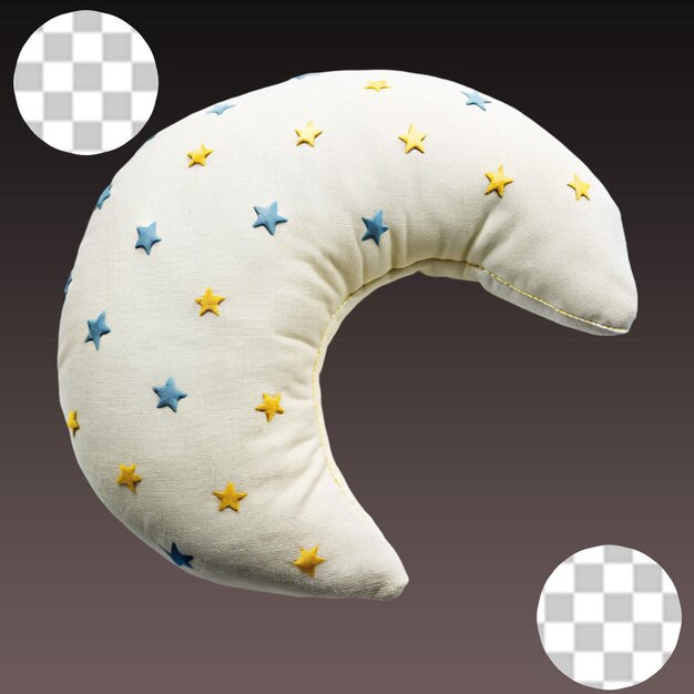 PSD cute moon pillow isolated on transparent background