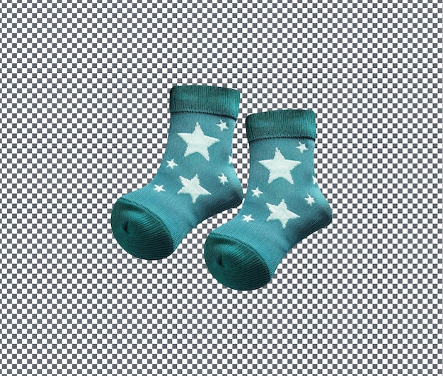 cute moon and star shaped eid mubarak baby socks isolated on transparent background
