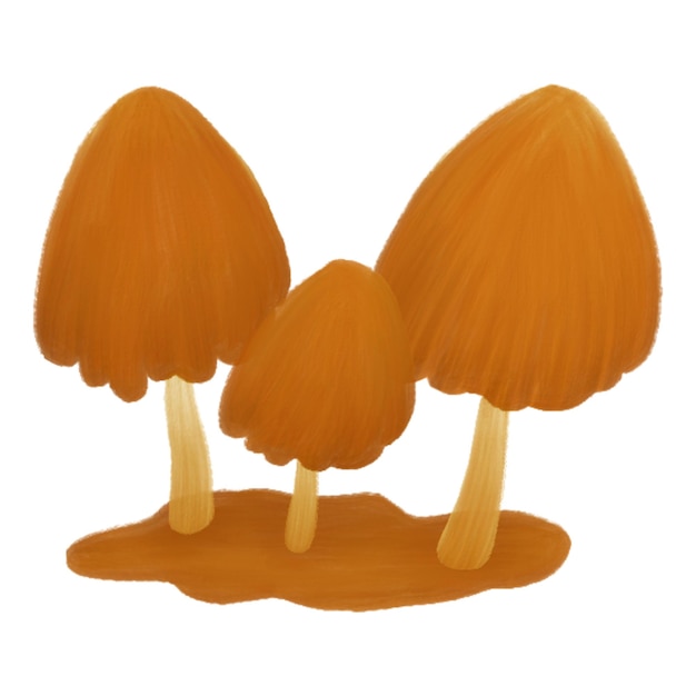 PSD cute mushroom with painting style