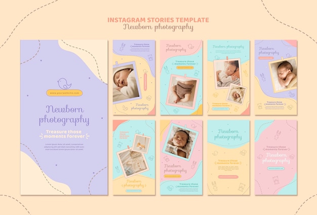 PSD cute newborn photo shooting instagram stories