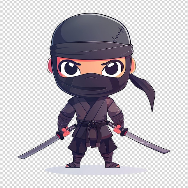 PSD cute ninja silent infiltrator character isolated on transparent background