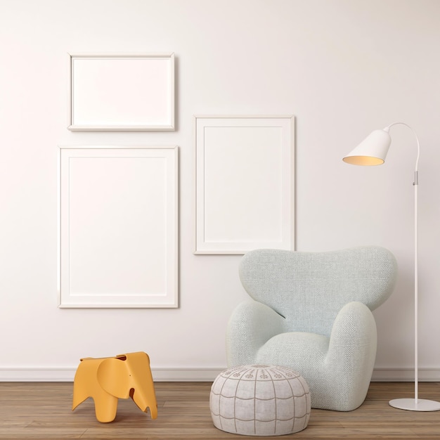 cute nursery room with poster mockup