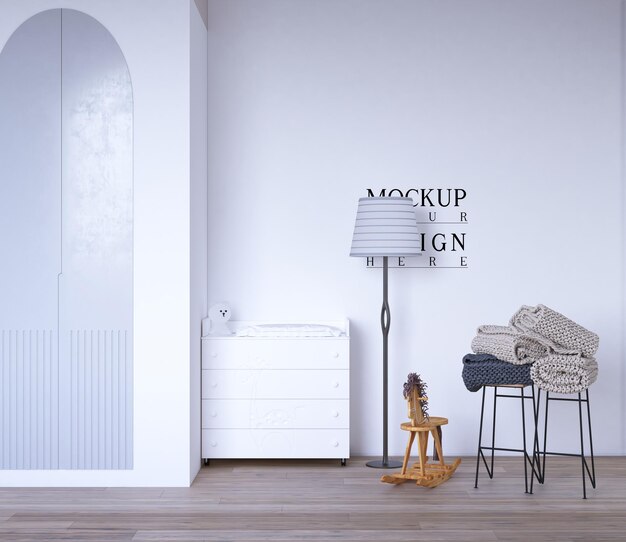 Cute nursery room with wall mockup