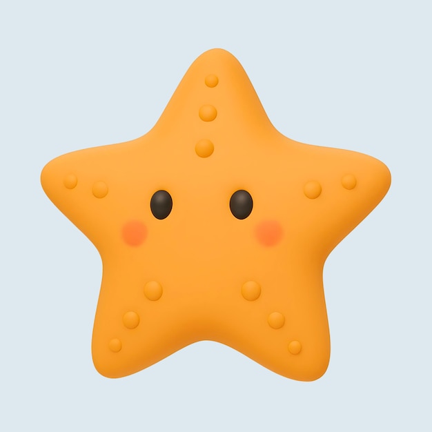 Cute Orange 3D Cartoon Starfish