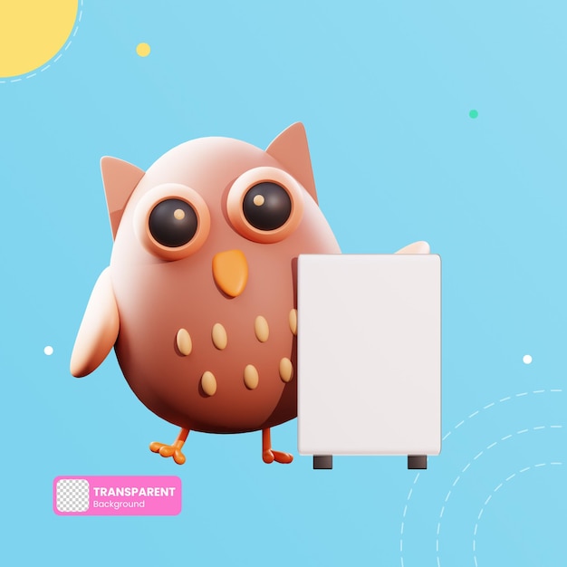 Cute owl 3d illustration