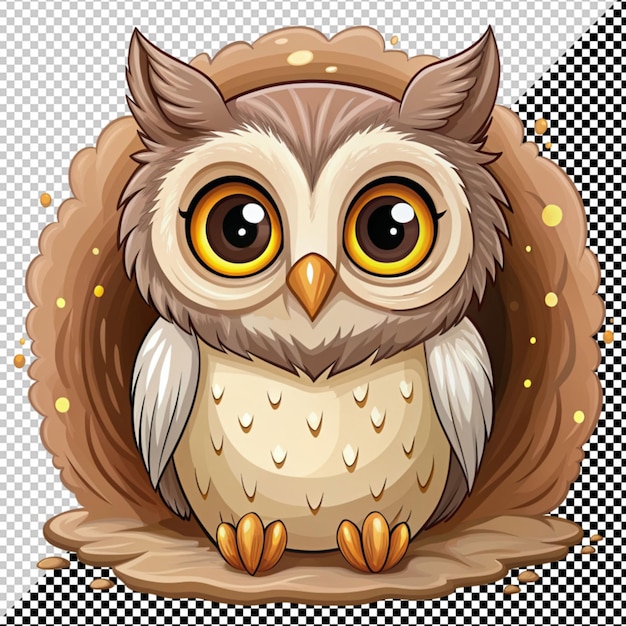 PSD cute owl in hole