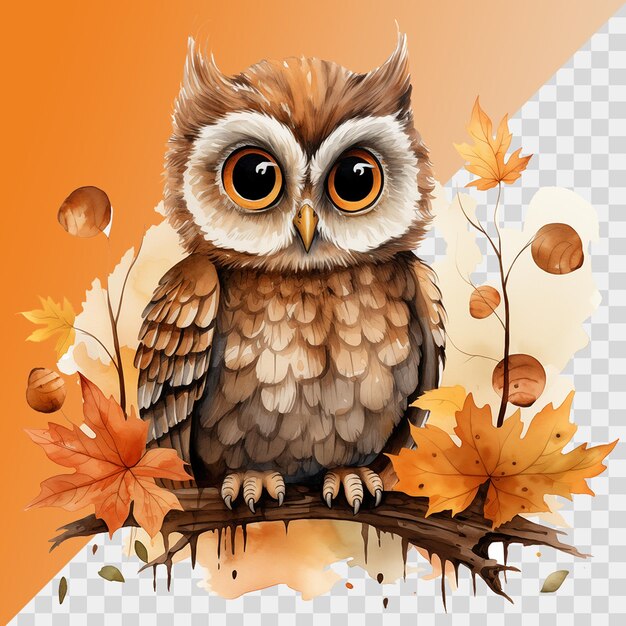 PSD cute owl isolated on transparent background