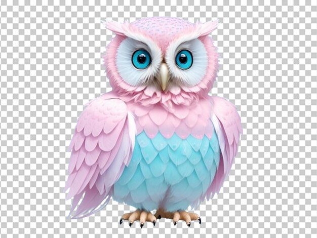 PSD cute owl in light blue and pink