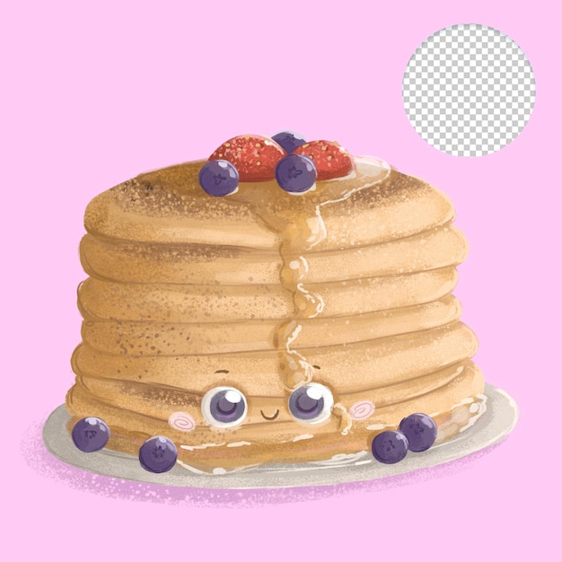 Cute pancake isolated on light blue background