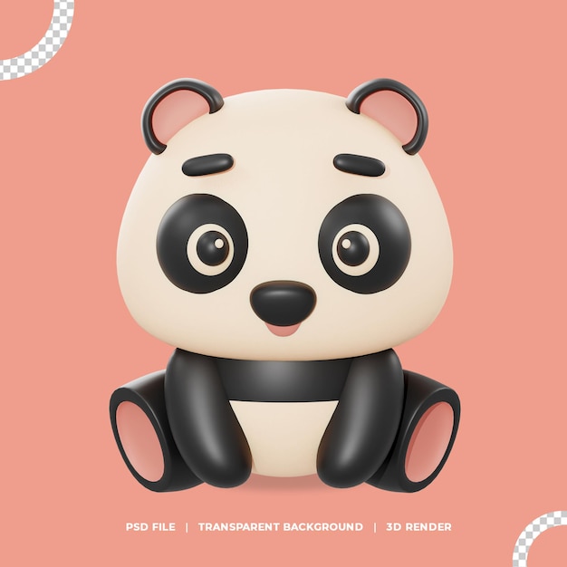 Cute panda 3d illustration