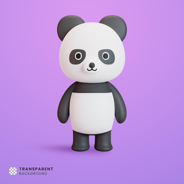 Illustrazione 3d di panda carino