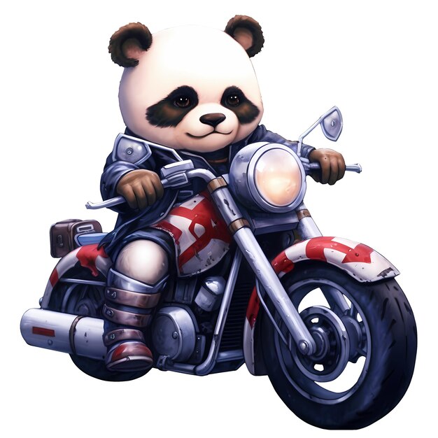 PSD cute panda american motorcycle clipart illustrazione