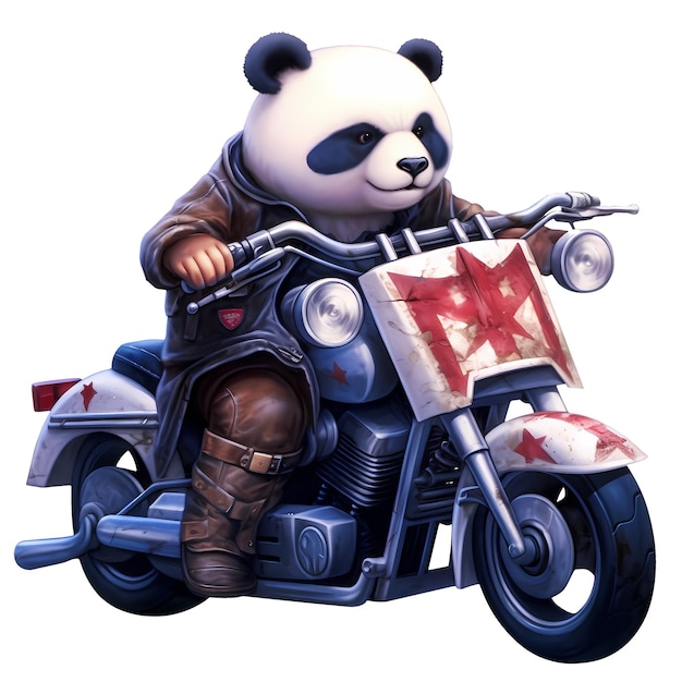 PSD cute panda american motorcycle clipart illustration