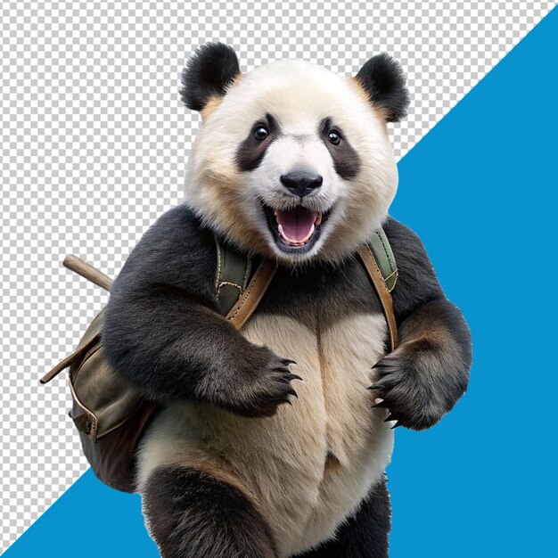 PSD a cute panda carry bag on transparent background