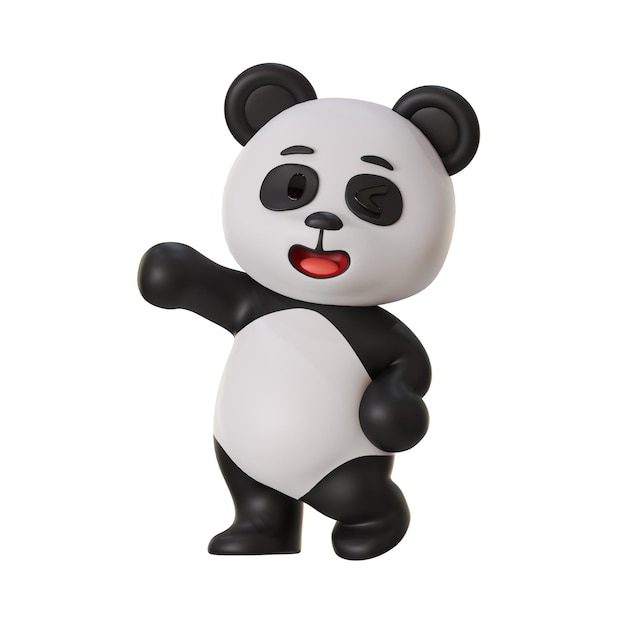 Cute Panda Mascot Greeting Hello