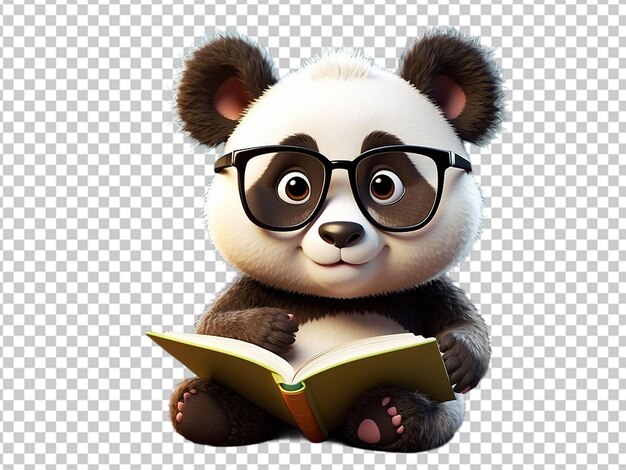 cute panda reading book cartoon