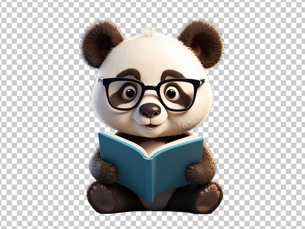 cute panda reading book cartoon