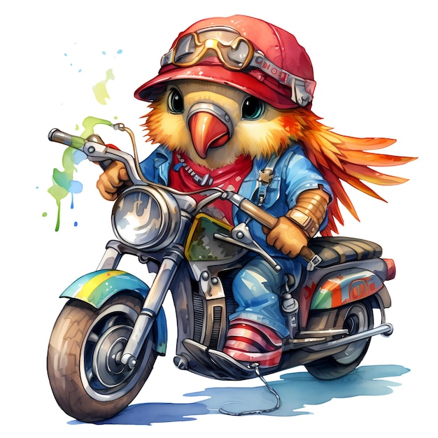 PSD cute parrot american motorcycle clipart ilustracja