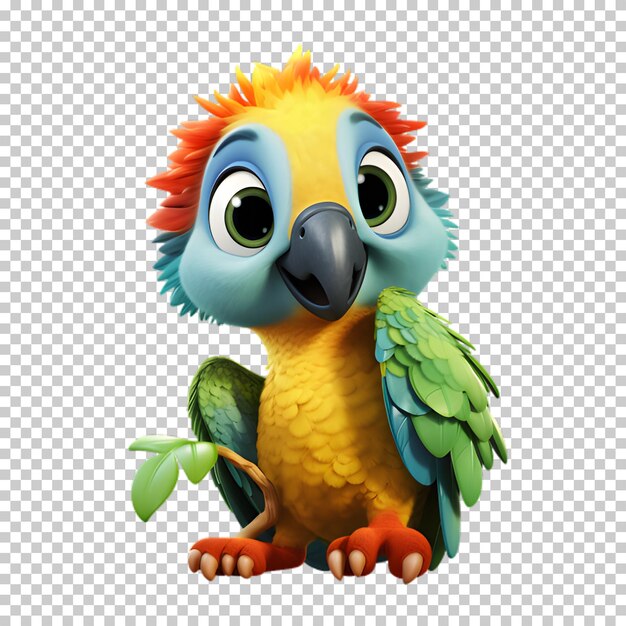 PSD cute parrot isolated on transparent background