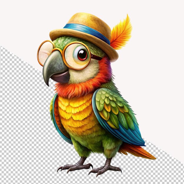 PSD cute parrot on transparent background