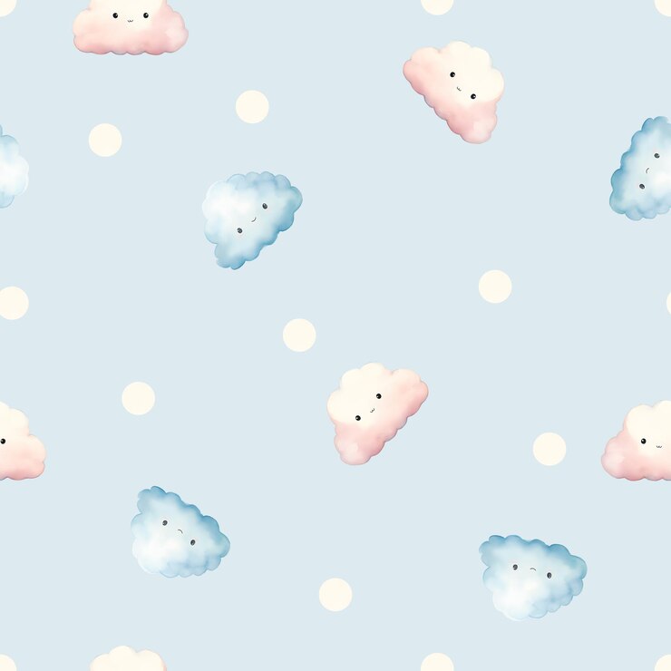 PSD cute pastel cloud pattern