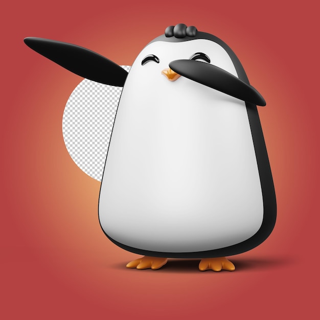 Cute penguin cute animal 3d rendering illustration