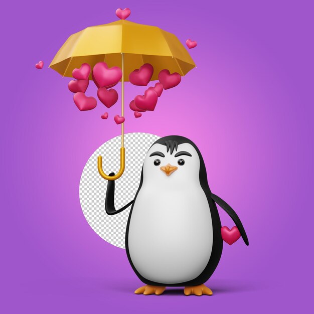 PSD cute penguin cute animal 3d rendering illustration