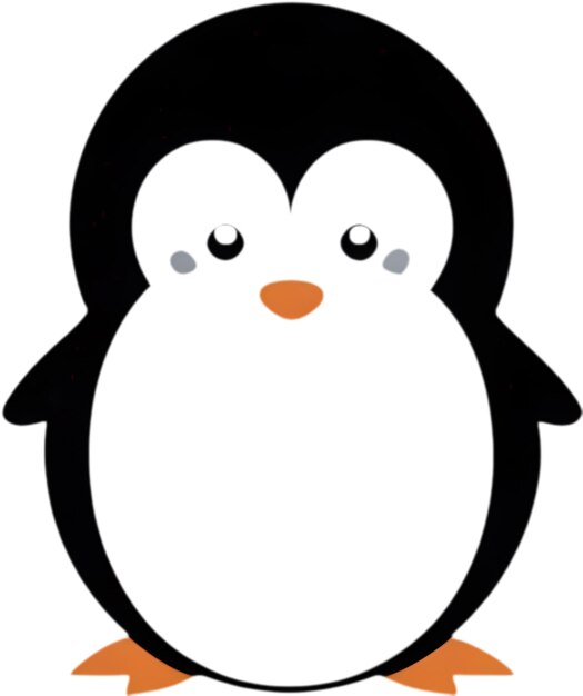 PSD cute penguin icon in a minimalistic style