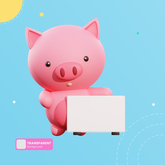 PSD cute pig 3d illustration