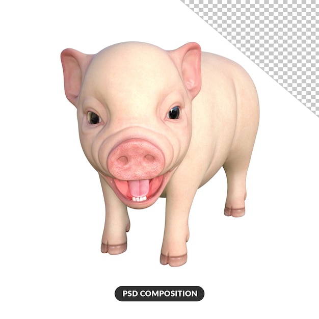 Cute pig 3d render