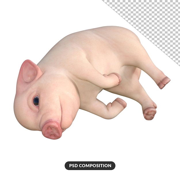 PSD cute pig 3d render