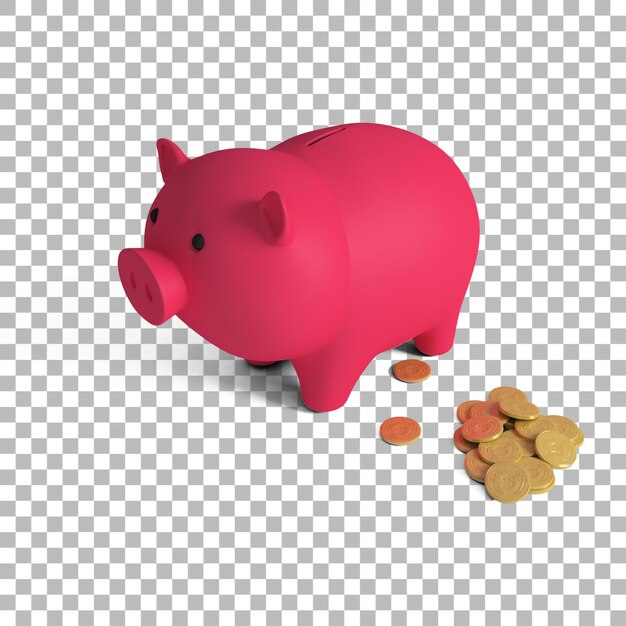 PSD cute piggy bank isolated for financial concept design