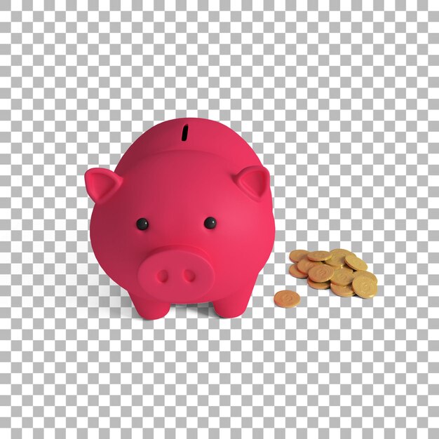 PSD cute piggy bank isolated for financial concept design