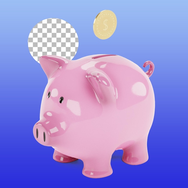 PSD cute piggy bank isolated for financial concept design