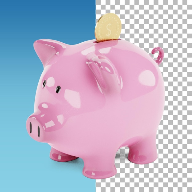 PSD cute piggy bank isolated for financial concept design