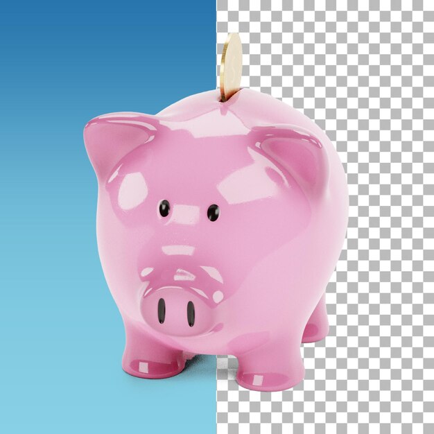 PSD cute piggy bank isolated for financial concept design