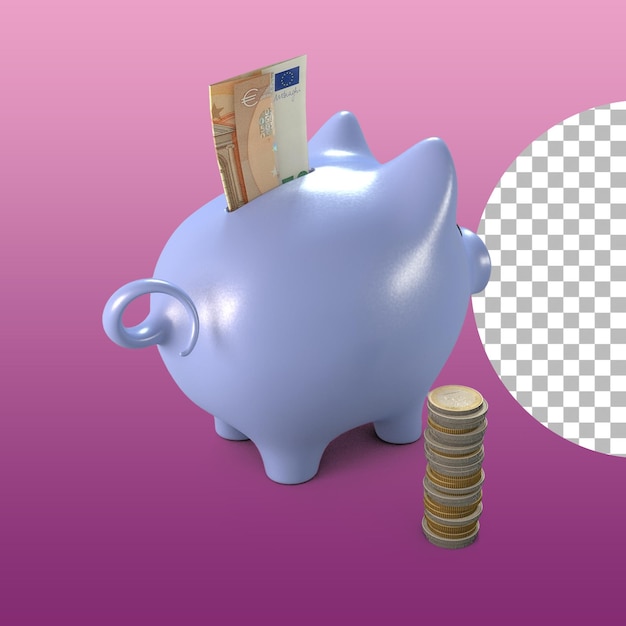 PSD cute piggy bank isolated for financial concept design