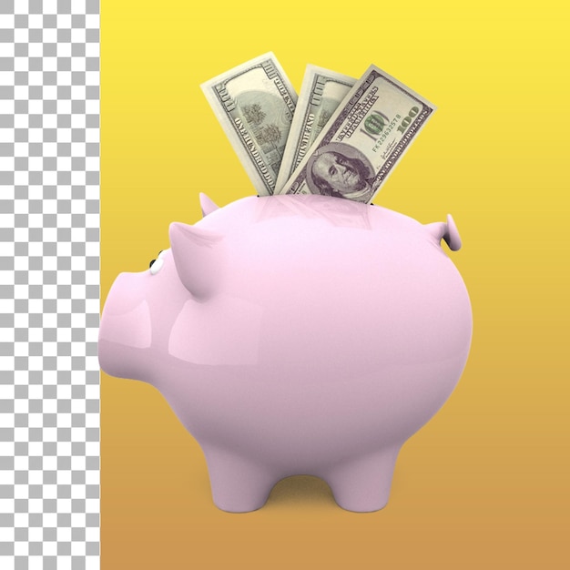 PSD cute piggy bank isolated for financial concept design