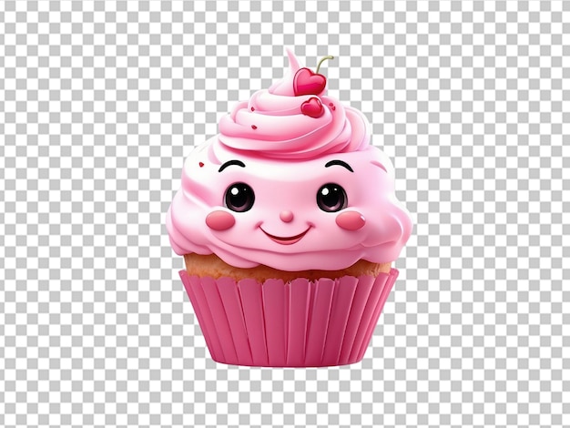 PSD cute pink cartoon cupcake character